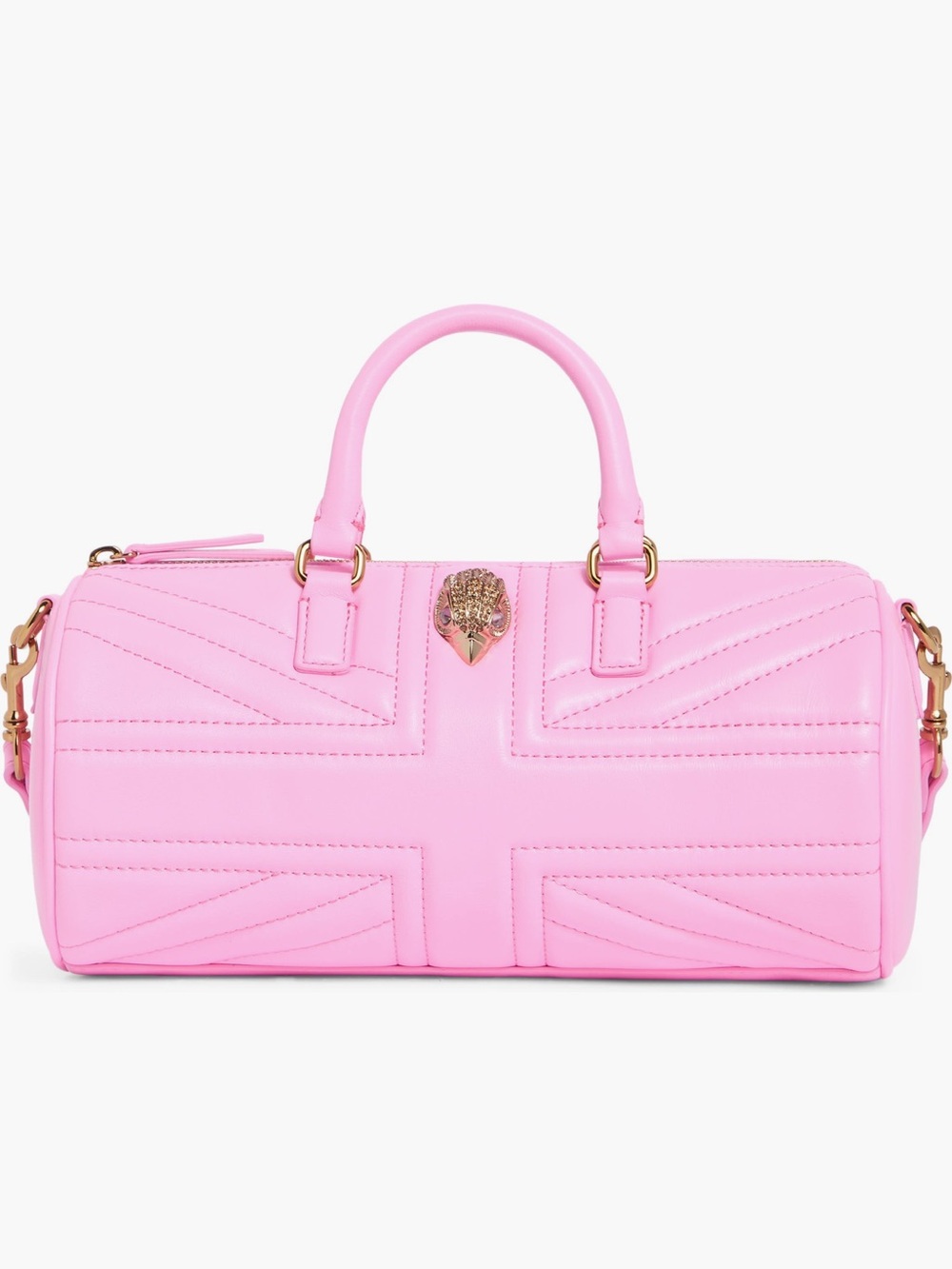 ‼️NEW Kurt Geiger Union Jack Barrel Pink Leather Satchel Crossbody Bag